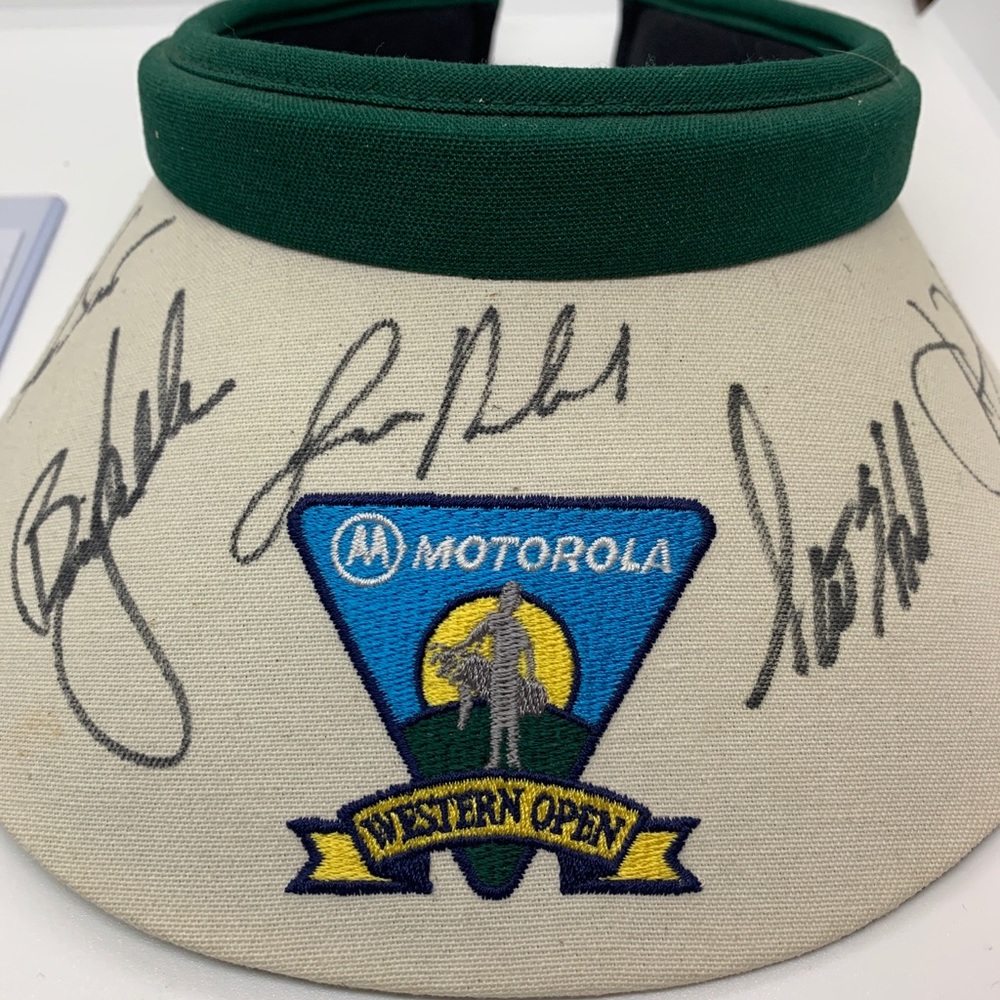 Loren Roberts,Billy Andrade, Scott Hoch, Joe Durant. Signed Golf Visor  JSA COA